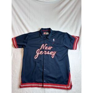 VTG Nike Team New Jersey Nets Short Sleeve‎ Warm Up Jacket Blue Men's 2XL *